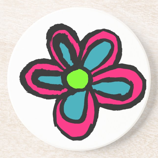 Dessous De Verre En Grès Illustration de fleurs (Devant)