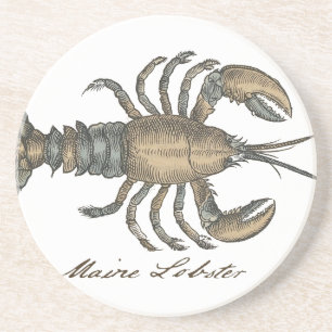 Dessous De Verre En Grès Illustration de homard antique Maine fruits de mer
