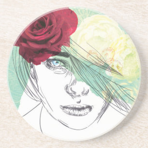 Dessous De Verre En Grès illustration de la fille vintage