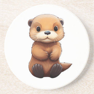 Dessous De Verre En Grès Illustration de la loutre de dessin