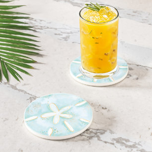 Dessous De Verre En Grès Illustration de l'aquarelle du coquillage de sable