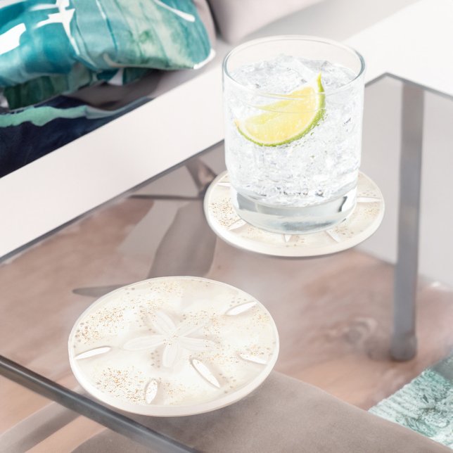 Dessous De Verre En Grès Illustration de l'aquarelle du coquillage de sable (Ocean Sand Dollar Seashell Watercolor Illustration Coaster)