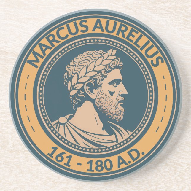 Dessous De Verre En Grès Illustration de l'empereur romain Marc Aurèle Badg (Devant)