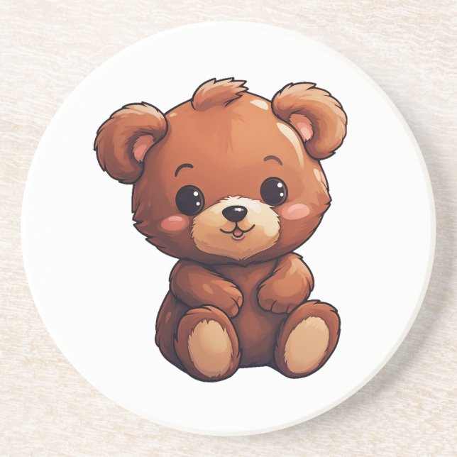 Dessous De Verre En Grès Illustration de l'ours de dessin (Devant)