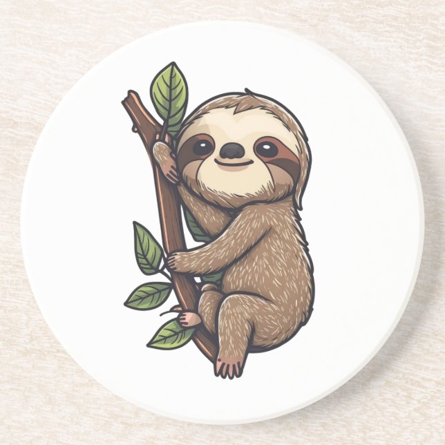 Dessous De Verre En Grès Illustration de Sloth (Devant)