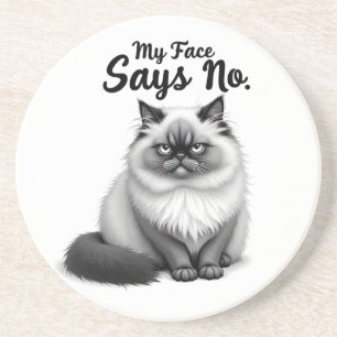 Dessous De Verre En Grès Illustration de visage de chat drôle – Art de chat