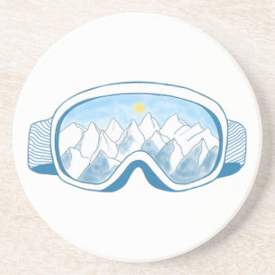 Dessous De Verre En Grès Illustration des lunettes de ski Sunny Mountain