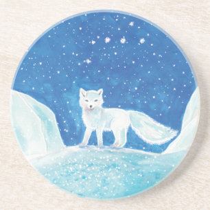 Dessous De Verre En Grès Illustration du renard arctique blanc (Vulpes lago
