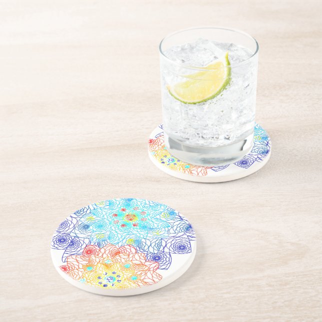 Dessous De Verre En Grès Illustration florale des fleurs de printemps (Côté)