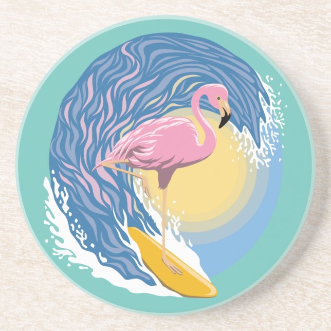 Dessous De Verre En Grès Illustration graphique du Flamant rose de navigati (Devant)