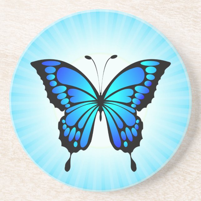 Dessous De Verre En Grès Illustration papillon bleu insecte-20284 (Devant)
