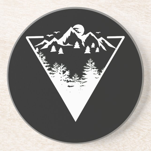 Dessous De Verre En Grès Image de cadre triangle avec paysage sauvage (Devant)