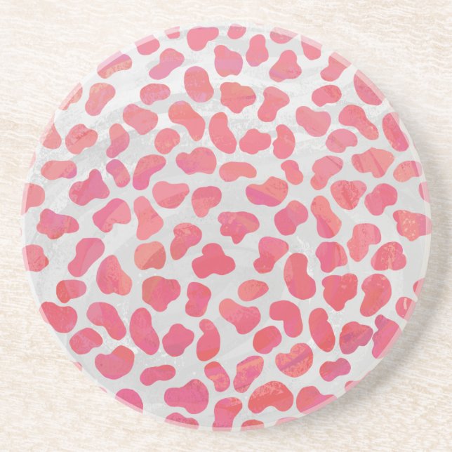 Dessous De Verre En Grès Impression dalmate rose et blanc (Devant)