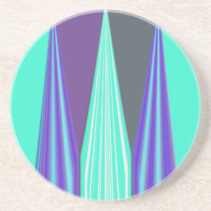 Dessous De Verre En Grès Impression d'art chevron bleu violet cyan audacieu