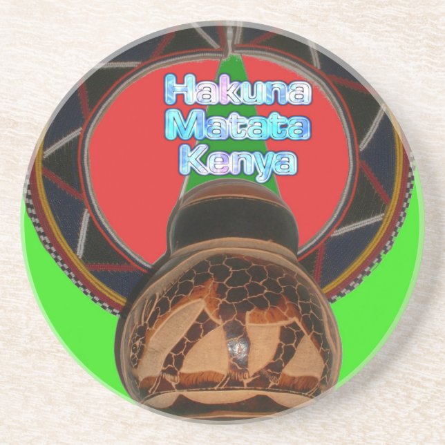 Dessous De Verre En Grès Impression d'art Hakuna Matata Kenya (Devant)