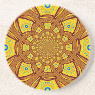 Dessous De Verre En Grès Impression d'art Kaléidoscope Doré