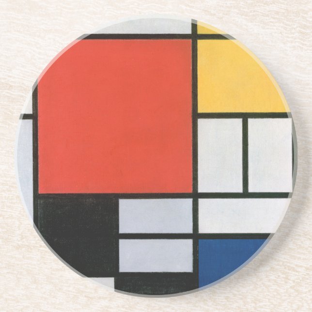Dessous De Verre En Grès Impression de composition de Piet Mondrian rouge j (Devant)