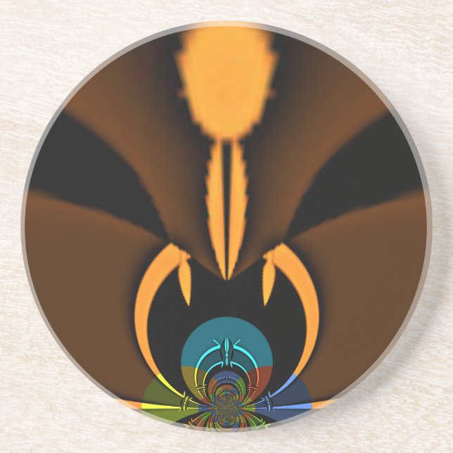 Dessous De Verre En Grès Impression de contraste de couleur Abstraite (Devant)