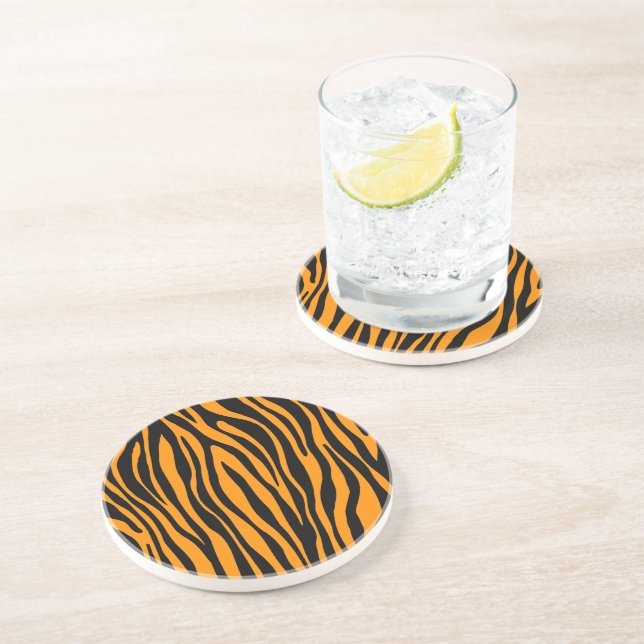 Dessous De Verre En Grès Impression de la Zèbre orange Princeton (Côté)