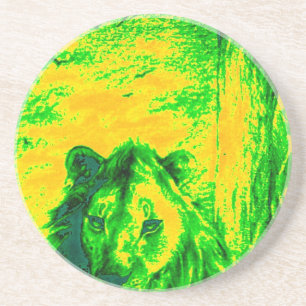 Dessous De Verre En Grès Impression Fluorante Lion Art Vision Night