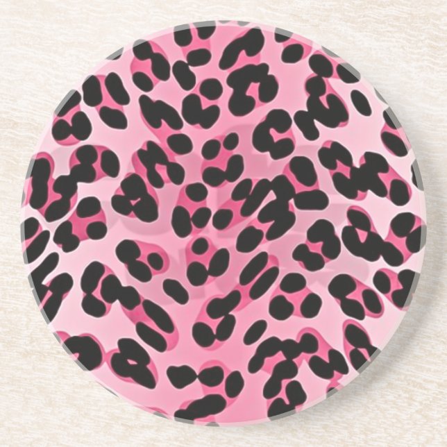 Dessous De Verre En Grès Impression guépard rose RAB Rockabilly (Devant)