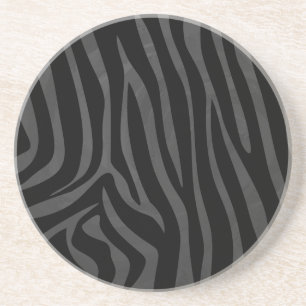 Dessous De Verre En Grès Impression noire et grise Zebra