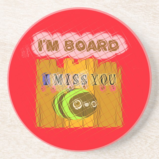 Dessous De Verre En Grès Impression Quirky Bee Art (Devant)