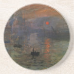 Dessous De Verre En Grès Impression Sunrise par Claude Monet, Art Vintage<br><div class="desc">Impression, Sunrise (1872) de Claude Monet est une vintage impressionnisme de peinture marine d'art. La position du soleil semble qu'il pourrait aussi être un coucher de soleil. Un paysage maritime au port du Havre, France avec plusieurs bateaux au premier plan au lever du soleil. À propos de l'artiste : Claude...</div>