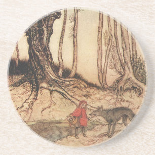 Dessous De Verre En Grès Impression vintage d'Arthur Rackham du Petit Chape
