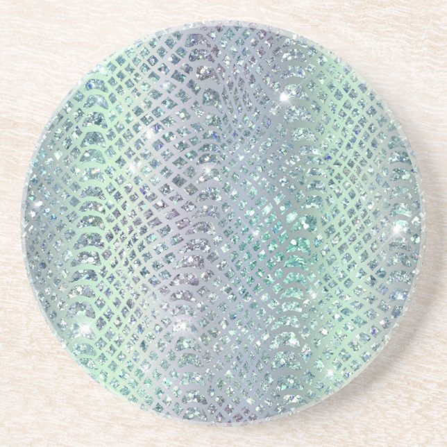 Dessous De Verre En Grès Imprimé serpent scintillant violet menthe (Devant)