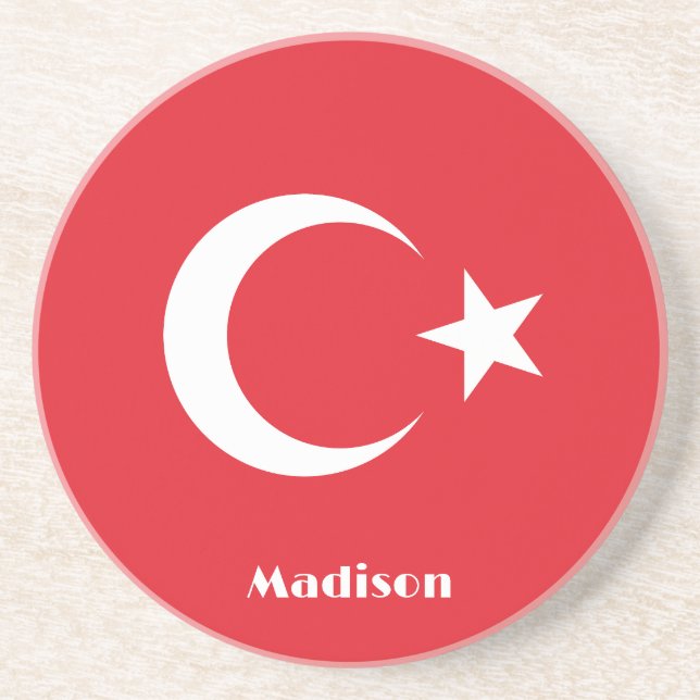 Dessous De Verre En Grès Indicateur Turquie de nom personnalisé (Devant)