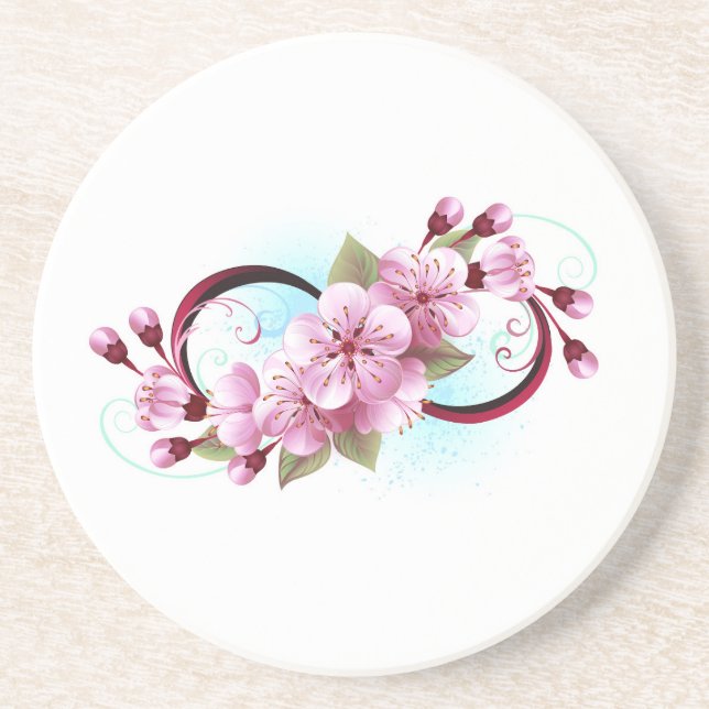 Dessous De Verre En Grès Infinité avec les fleurs Sakura (Devant)