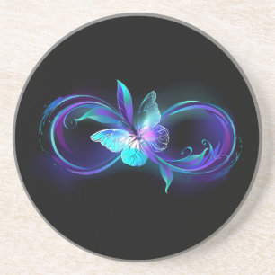 Dessous De Verre En Grès Infinité brillante avec papillon magique