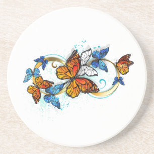 Dessous De Verre En Grès Infinité de papillons monarques