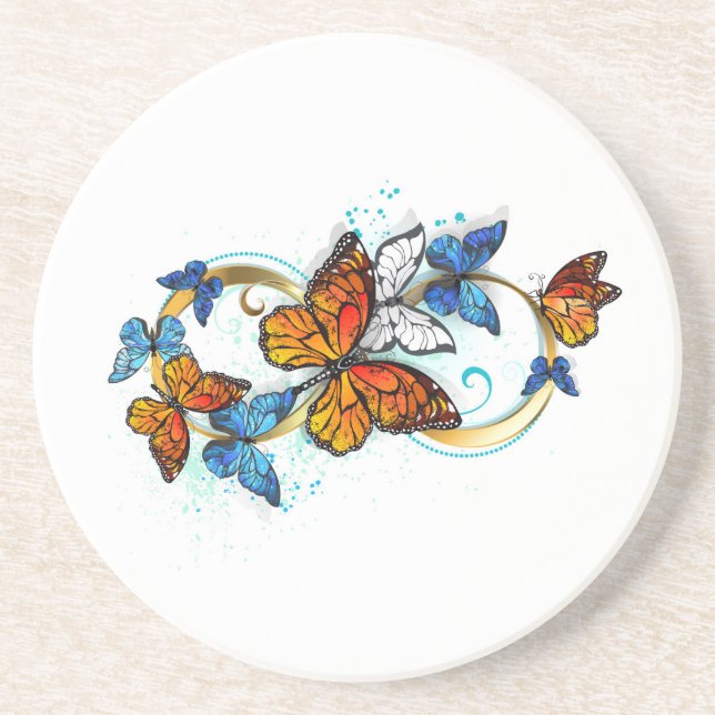 Dessous De Verre En Grès Infinité de papillons monarques (Devant)