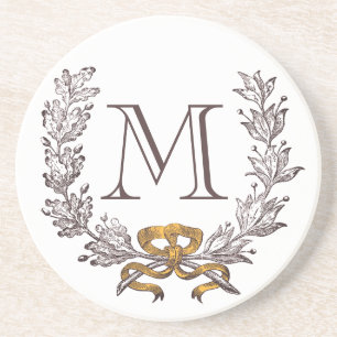 Dessous De Verre En Grès Initiale de monogramme personnalisée par guirland