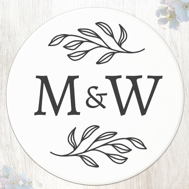 Dessous De Verre En Grès Initiales de monogramme de couple de mariage Éléga (Wedding couple monogram initials wedding favor souvenir coaster)