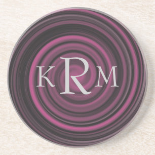 Dessous De Verre En Grès Initiales de monogramme personnalisées tourbillons