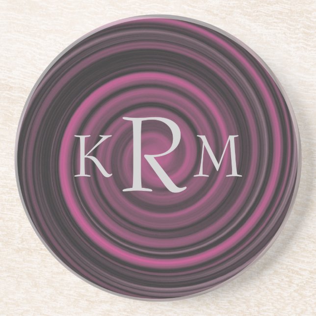 Dessous De Verre En Grès Initiales de monogramme personnalisées tourbillons (Devant)