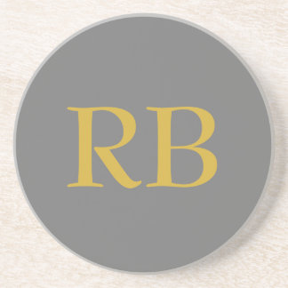 Dessous De Verre En Grès Initiales du monogramme couleur or gris moderne