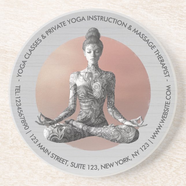 Dessous De Verre En Grès Instructeur de méditation Yoga Reiki Master Lotus  (Devant)