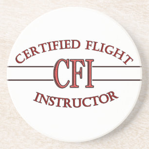 DESSOUS DE VERRE EN GRÈS INSTRUCTEUR DE VOL CERTIFIÉ LOGO ROUGE CFI