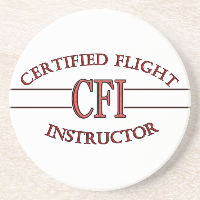 DESSOUS DE VERRE EN GRÈS INSTRUCTEUR DE VOL CERTIFIÉ LOGO ROUGE CFI (Devant)