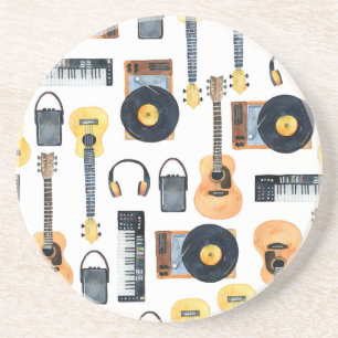 Dessous De Verre En Grès Instruments de musique : aquarelle transparente
