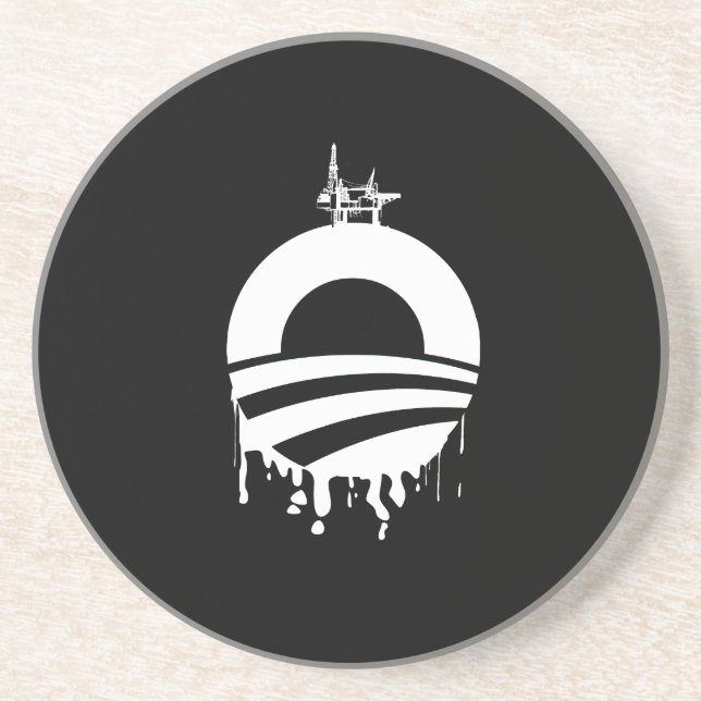 Dessous De Verre En Grès Inverse de plate-forme pétrolière d'Obama (Devant)