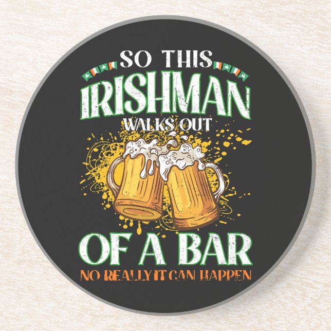 Dessous De Verre En Grès Irlandais buvant de la bière St. Patrick's Day (Devant)