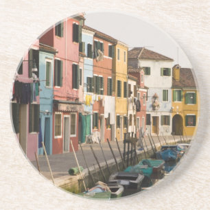 Dessous De Verre En Grès Italie, Burano. Maisons colorées d'une