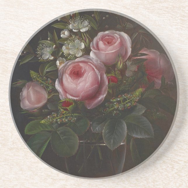 Dessous De Verre En Grès J.L. Jensen - Roses et arbres Anemones dans un ... (Devant)