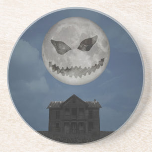 Dessous De Verre En Grès Jack-o'-lantern effrayant Lune d'Halloween