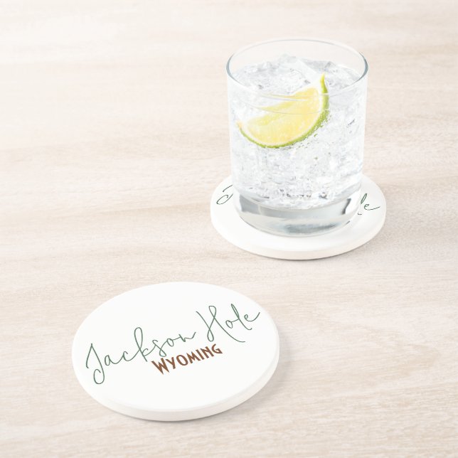 Dessous De Verre En Grès Jackson Hole, Wyoming Souvenir de Voyage (Côté)